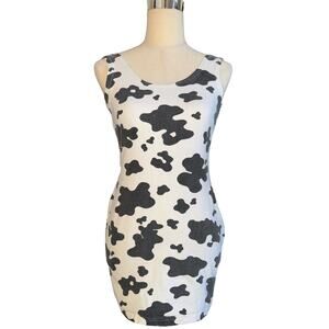 Sunset Plaza California Women's Black White Cow Mini Dress Costume Doja Cat M
